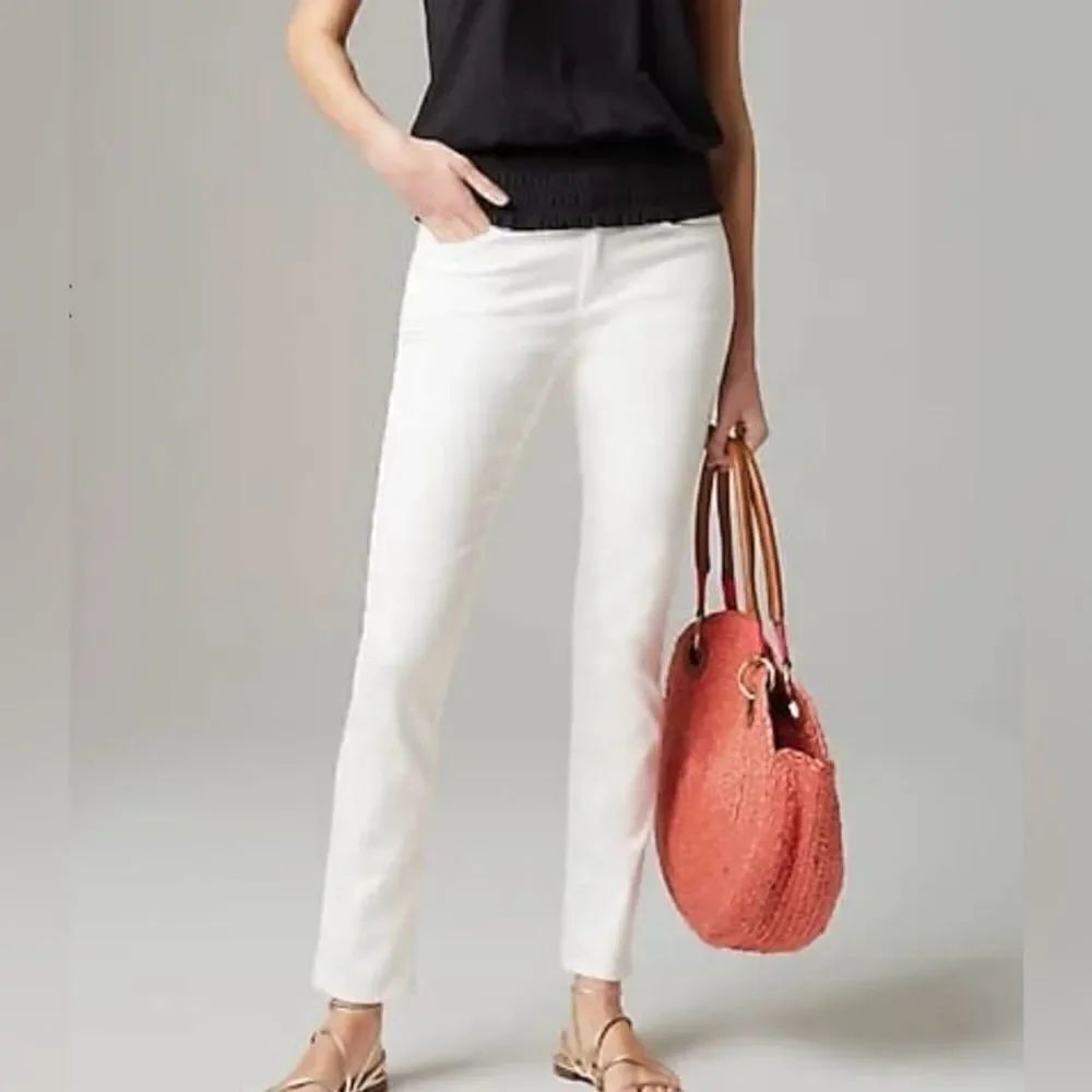 Eileen Fisher Organic Cotton Blend White Mid Rise Slim Pants Size 8